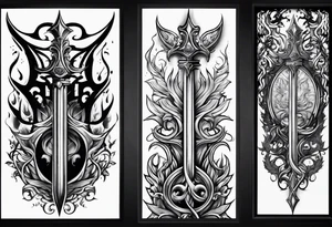 trident in fire tattoo idea