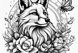 A forearm tattoo of a fox and a honey bee tattoo idea