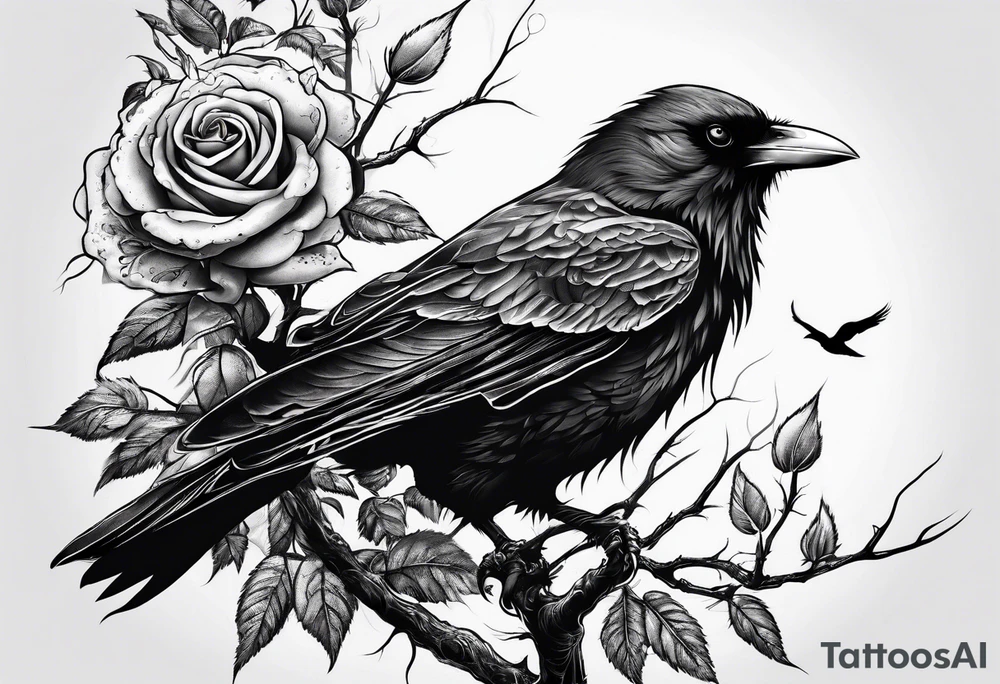 rose lightening rain raven tree of life tattoo idea