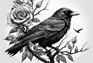 rose lightening rain raven tree of life tattoo idea
