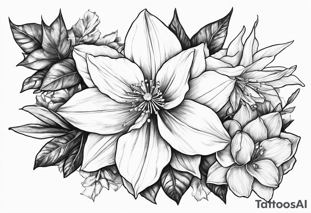 Narcissus, Poinsettia, Holly, Gladiolus, Poppy tattoo idea
