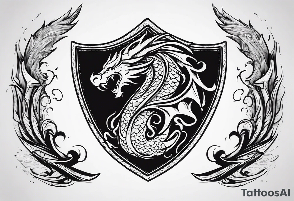 Valhalla fire sword shield dragon tattoo idea