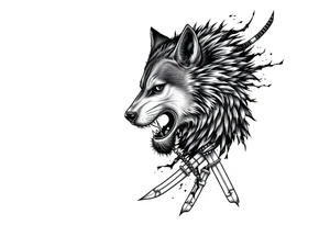 Hyper realistic Wolf, Samurai tattoo idea