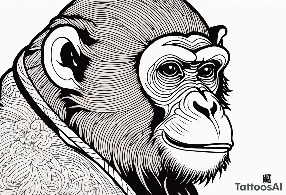 traditional japanese art monkey tattoo idea