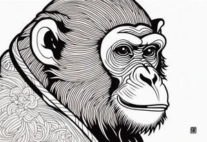 traditional japanese art monkey tattoo idea