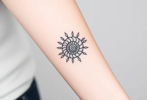 Fibonacci spiral shell sun tattoo idea