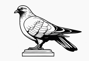 black line pigeon 
on a staue tattoo idea