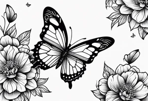 Butterfly with strand of flowers tattoo idea