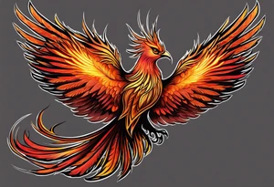 russian firebird phoenix in-flight with very long fancy tail "Isaiah 43: 18-19" tattoo idea