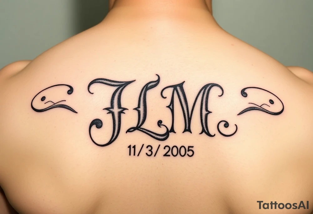 Initials JLM with 11/3/2005 tattoo idea