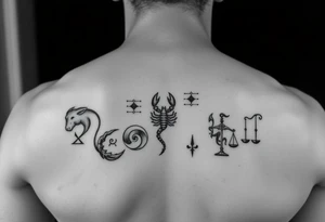 Taurus, cancer, 2 scorpio, capricorn, and libra constellation tattoo for arm tattoo idea