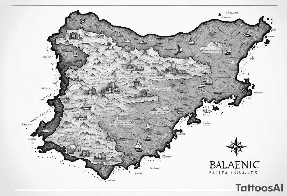 map of balearic   islands tattoo idea