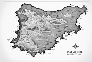 map of balearic   islands tattoo idea
