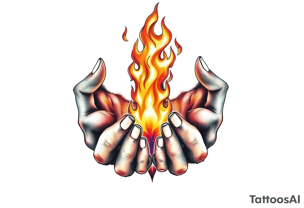Fire between hands tattoo idea