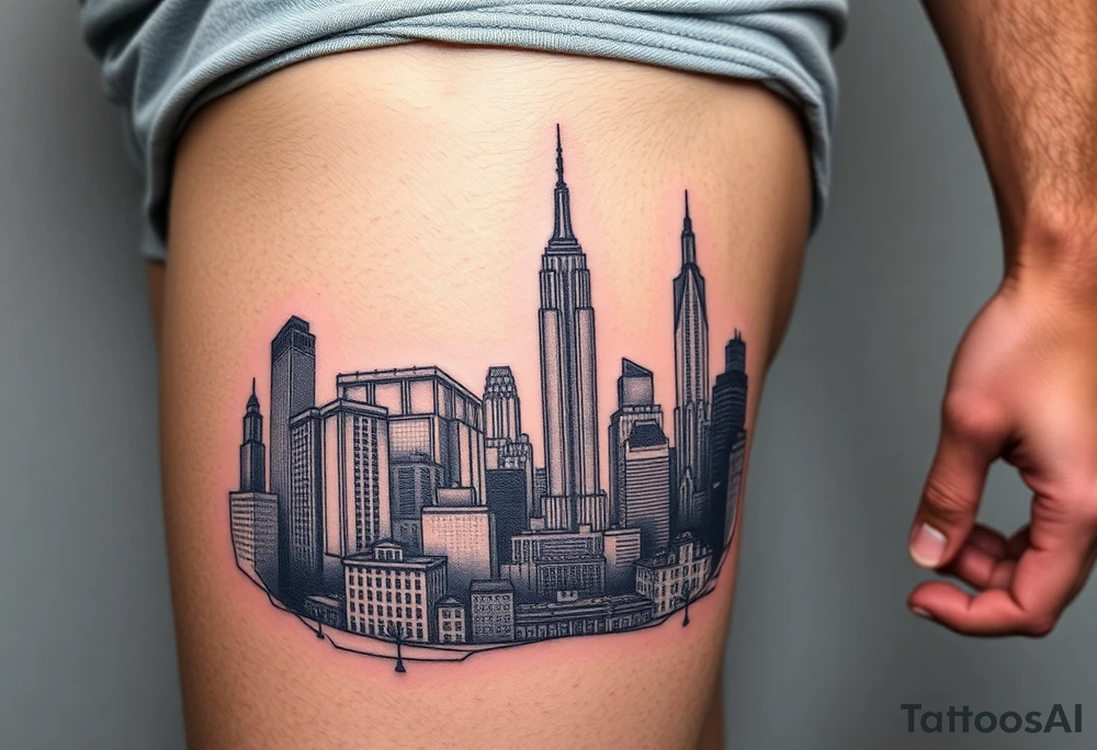 toxic new york city landscape tattoo idea