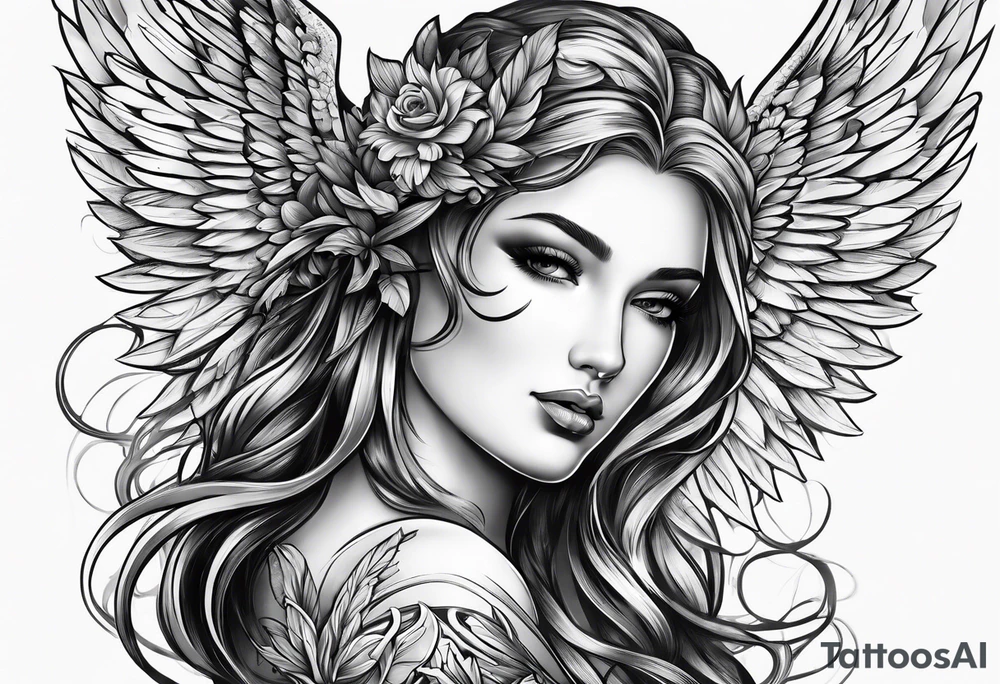 Angel tattoo sleeve tattoo idea