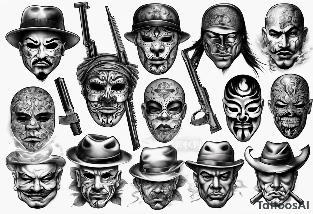 realistic chicano
masks weapons and gangsters tattoo idea realistic chicano
masks weapons and gangsters tattoo idea