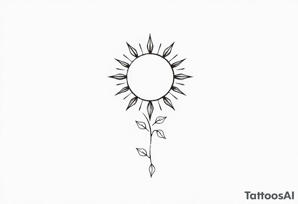 Sun rise with stem and leaves going down tattoo idea