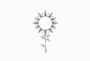 Sun rise with stem and leaves going down tattoo idea