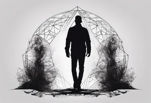 2 Black shadows of people standing over 2 black shadows of dead people tattoo idea