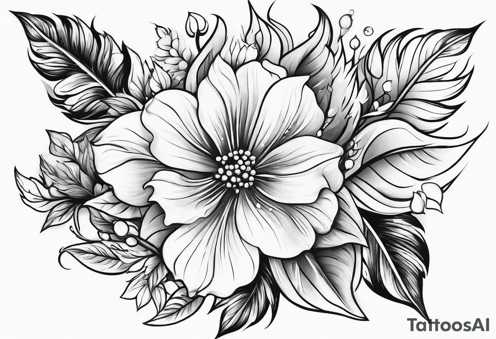 Curved floral leaves tattoo idea