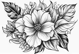 Curved floral leaves tattoo idea