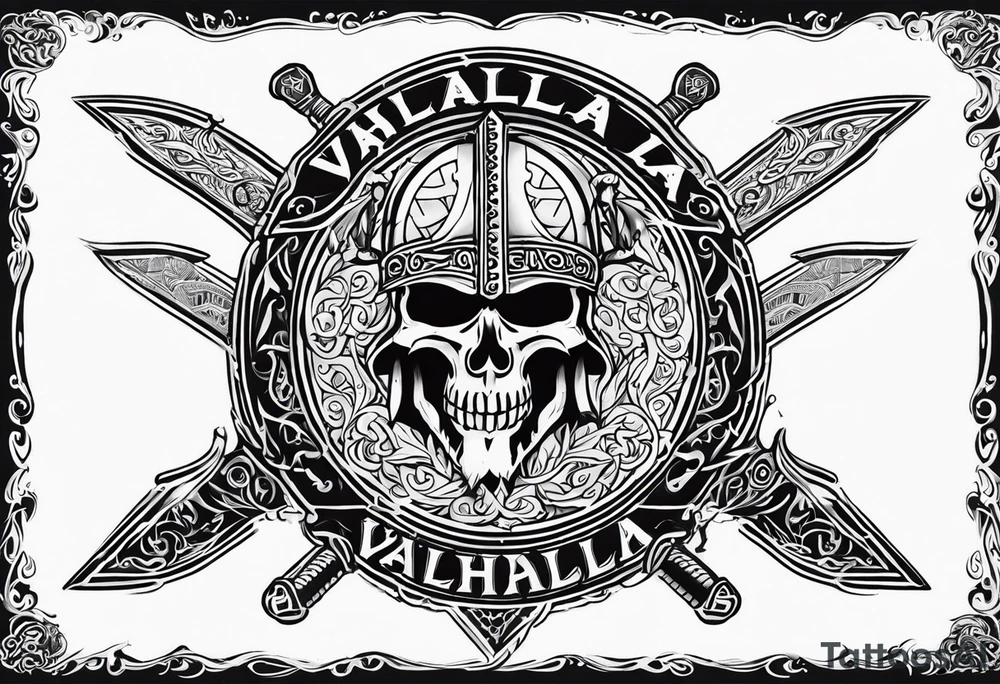 valhalla sword viking shipon fire tattoo idea