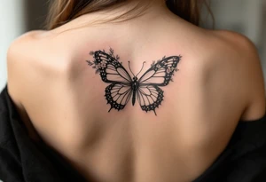 Small Butterfly and flowers tattoo idea