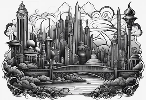 very dark emerald city tattoo idea