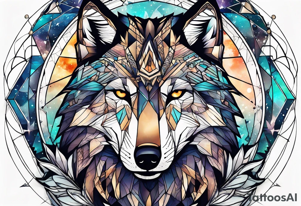 Constellation, two animal wolf, géométric tattoo idea