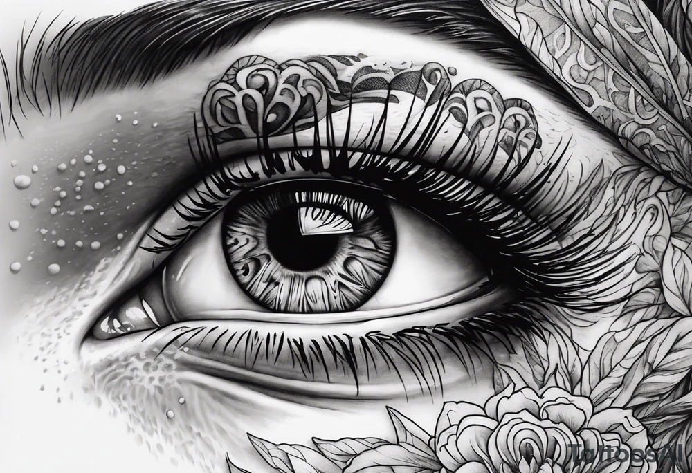 Feminine Eye melting tattoo idea