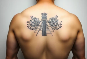 Quetzalcoatl Aztec pyramid gold treasure tattoo black and white simple tattoo idea