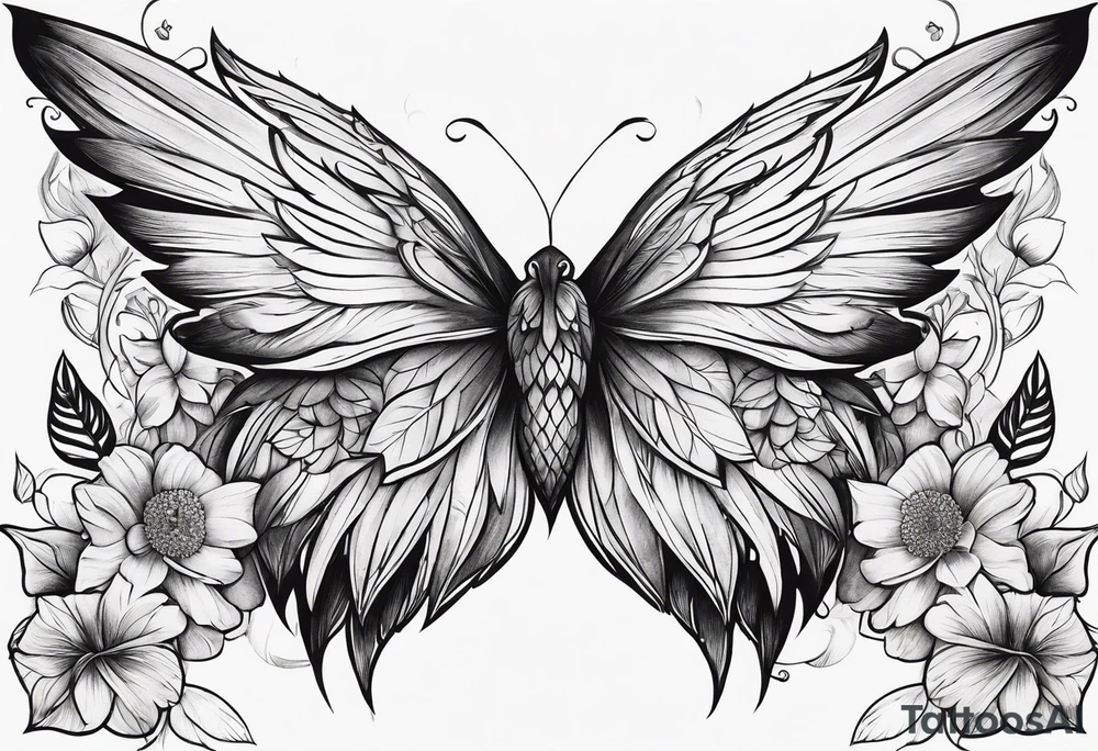 wing, flower, tattoo idea