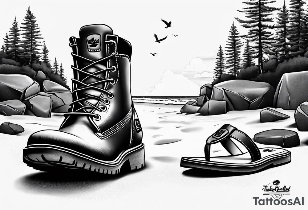 Keep it simple. A pair of timberland boots. two flip flops and a cowboyhat on the Beach. tattoo idea