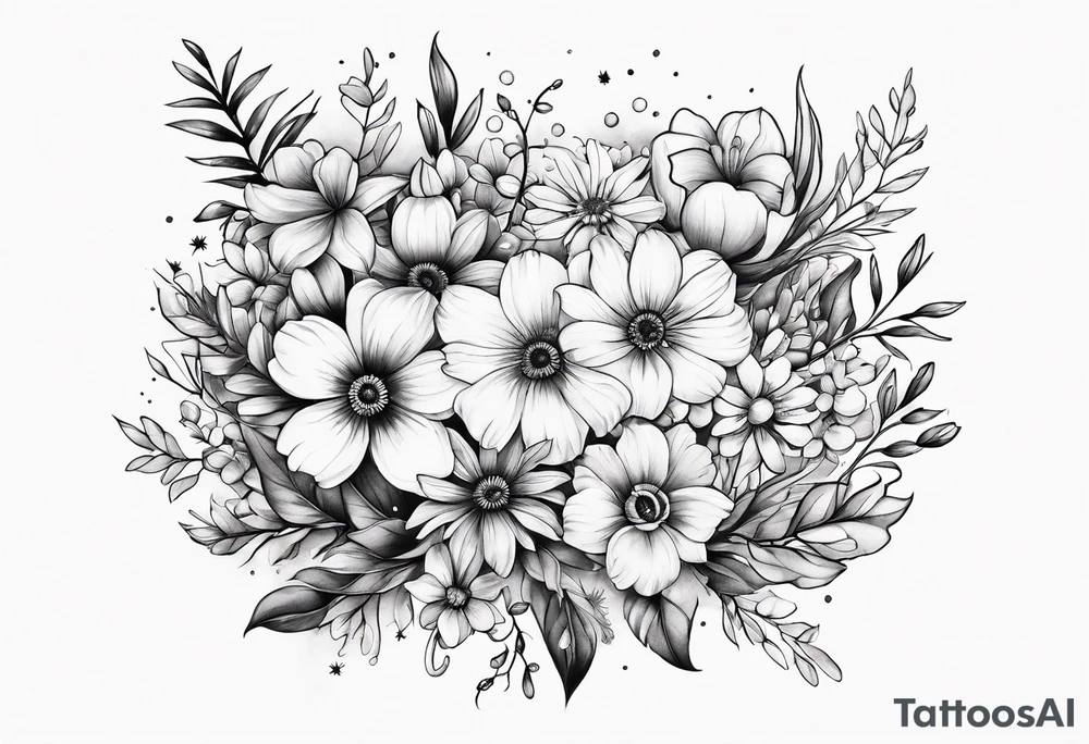 wildflower bouquet tattoo idea