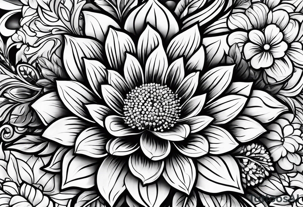 ornaments of flowers tattoo idea