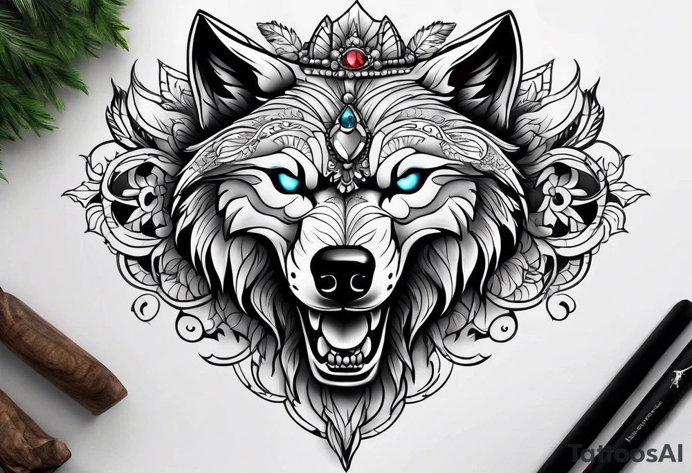 Wolf skull tattoo idea