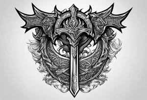 Valhalla sword shield dragon axe viking tattoo idea