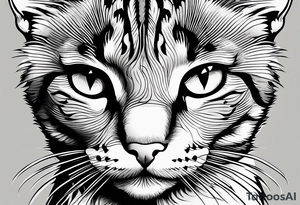 small Cat face, front on tattoo idea