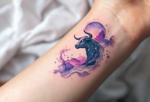 Under a lilac twilight, Taurus rises strong and steady, its constellation a symbol of patience. tattoo idea
