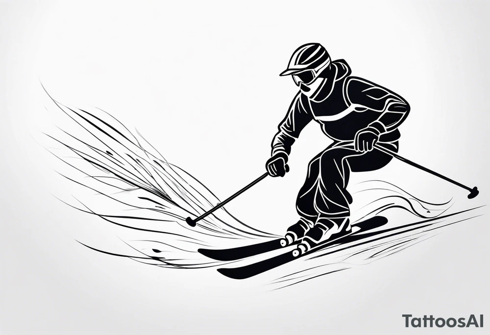 Skier in motion, single line tattoo idea