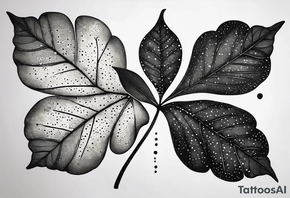 simple leaf and clover outlines tattoo idea