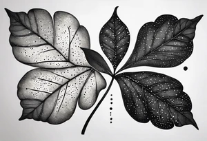 simple leaf and clover outlines tattoo idea