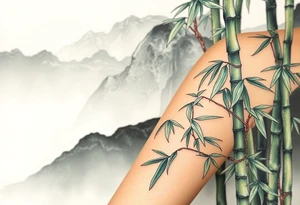 Bamboo in the mountains, Eastern aesthetic consciousness, appropriate blank space, and a sense of design tattoo idea