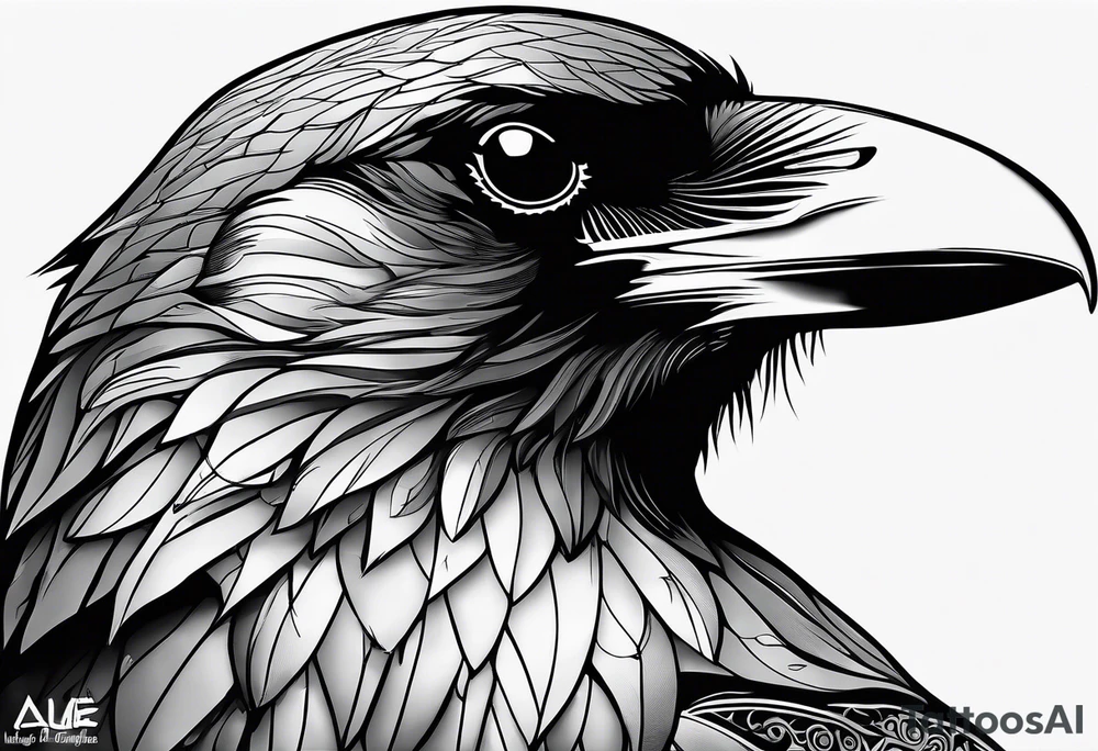 head of a crow outlines tattoo idea