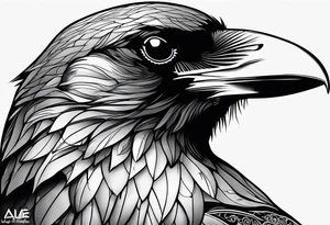 head of a crow outlines tattoo idea