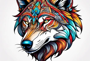 Neotraditional wolf tattoo idea
