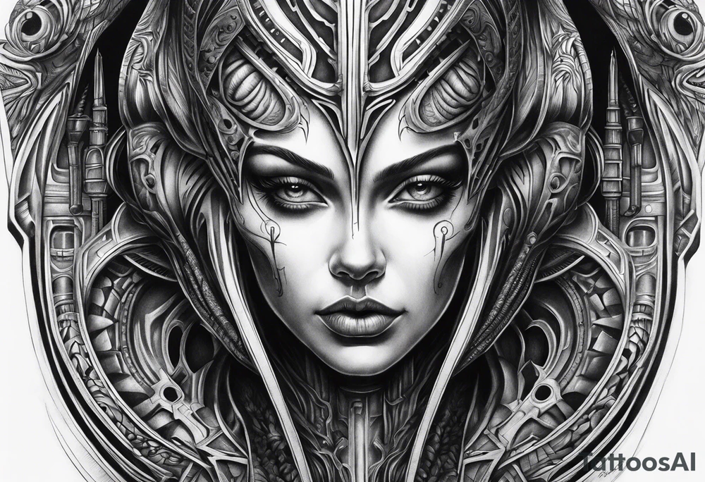 H.R Giger style knee tattoo tattoo idea