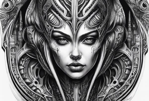 H.R Giger style knee tattoo tattoo idea