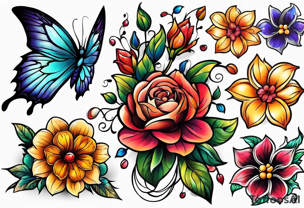Çosmic flowers tattoo idea